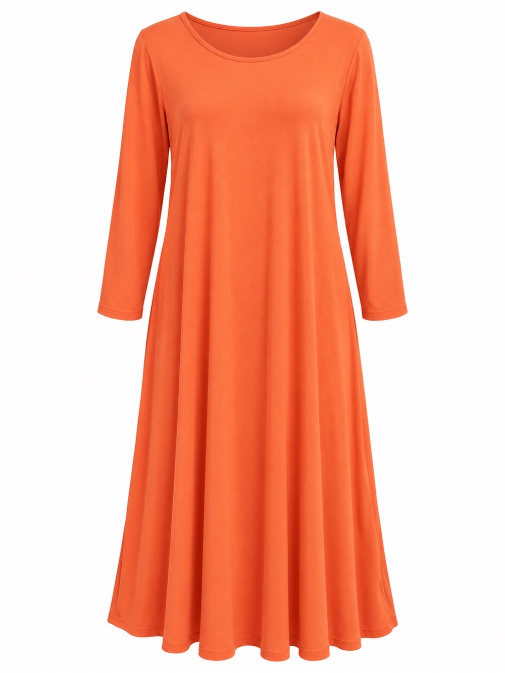 Orange Women’s A-Line Long Sleeve Dress